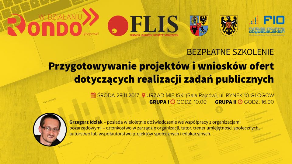 FLIS Rondo w działaniu 2017-11-29 szkolenie Przygotowywanie projektów i wniosków ofert zadań publicznych Grzegorz Idziak